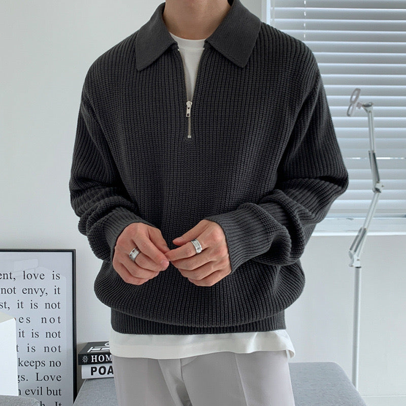 Men’s Longsleeve Polo | Cotton Knit | Half Zip Collar | Casual & Refined Style