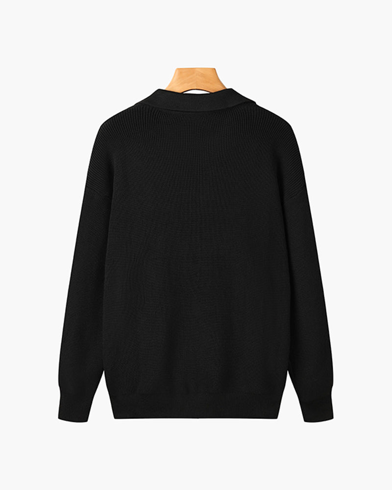 Men’s Longsleeve Polo | Cotton Knit | Half Zip Collar | Casual & Refined Style