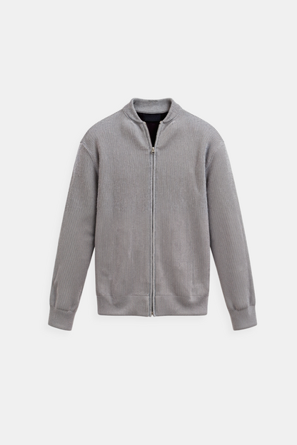 Men’s Cardigan | Rib-Knit Texture | Crew Neck | Timeless Comfort & Style