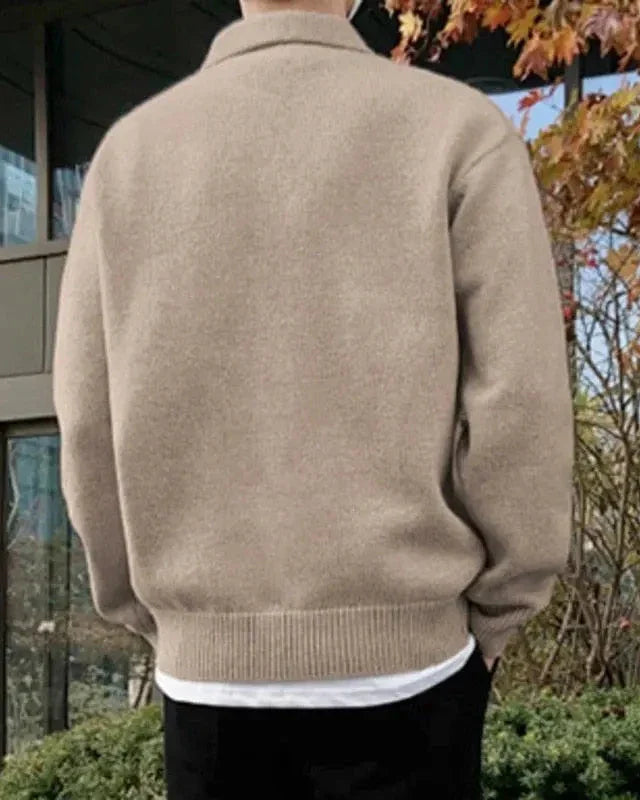 Men’s Half Zip Sweater | Wool Knit | Button Detail | Warm & Refined Style