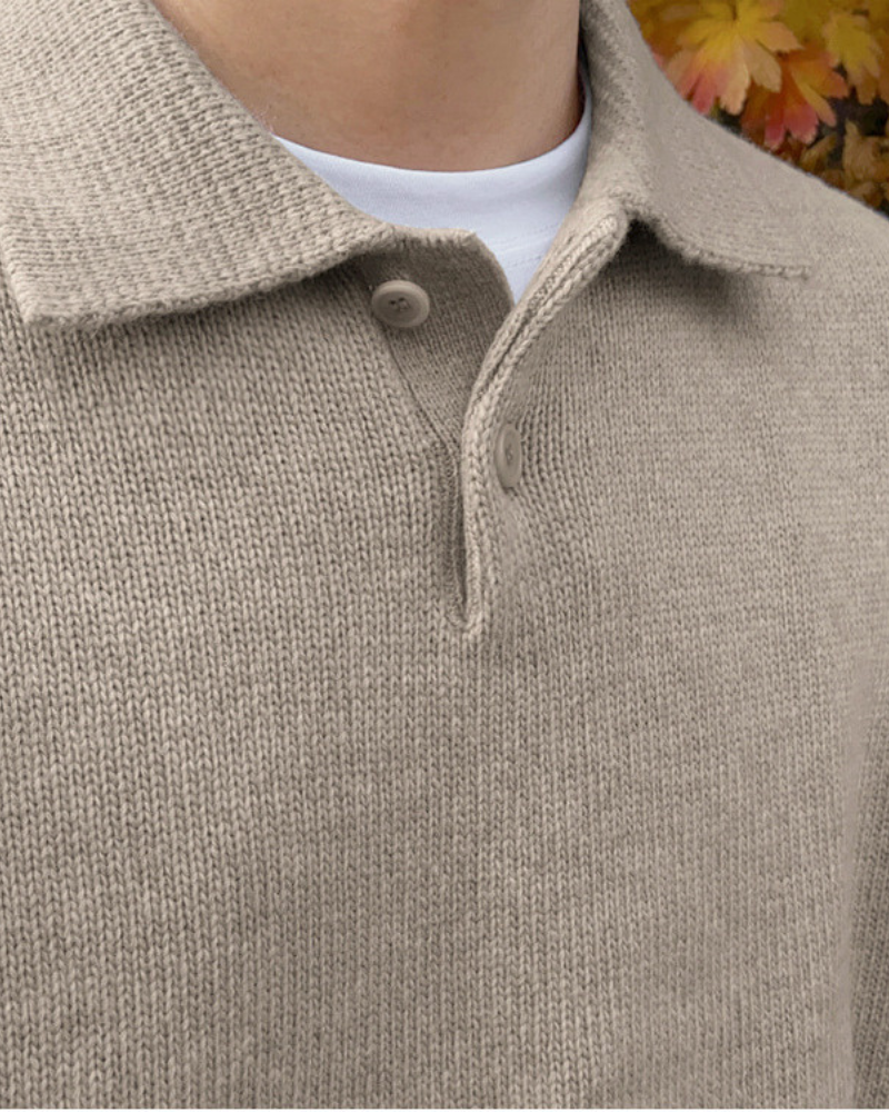 Men’s Half Zip Sweater | Wool Knit | Button Detail | Warm & Refined Style