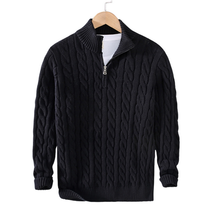 Men’s Half Zip Sweater | Cotton Cable Knit | Classic Design | Soft & Durable