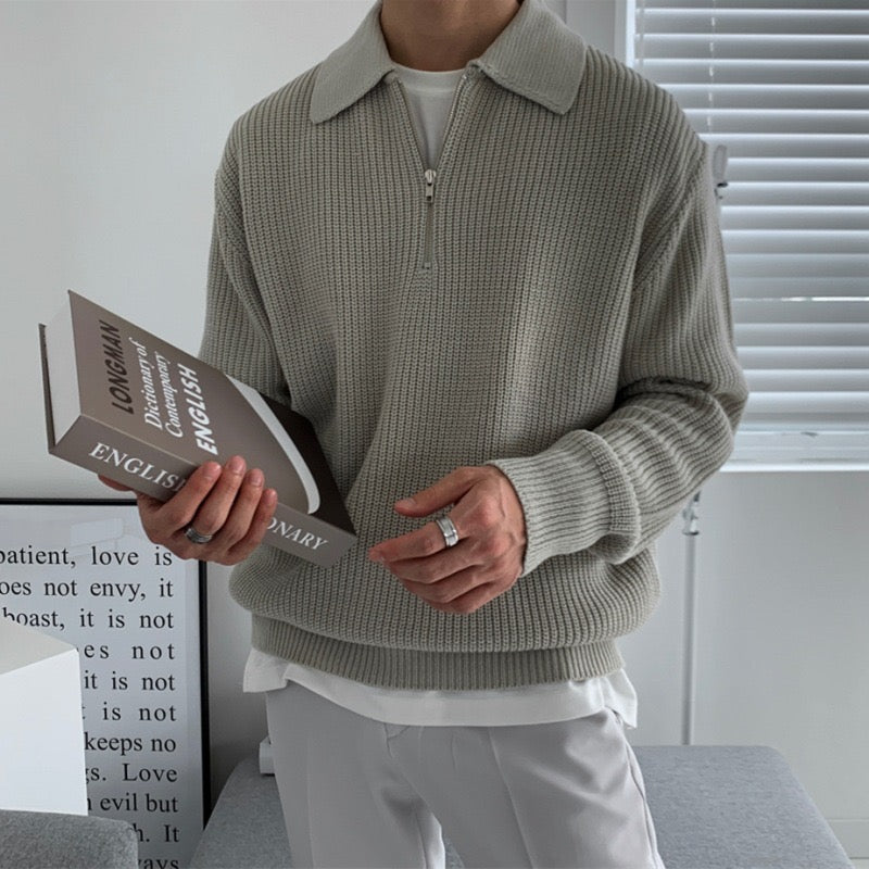 Men’s Longsleeve Polo | Cotton Knit | Half Zip Collar | Casual & Refined Style