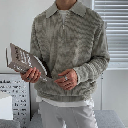 Men’s Longsleeve Polo | Cotton Knit | Half Zip Collar | Casual & Refined Style
