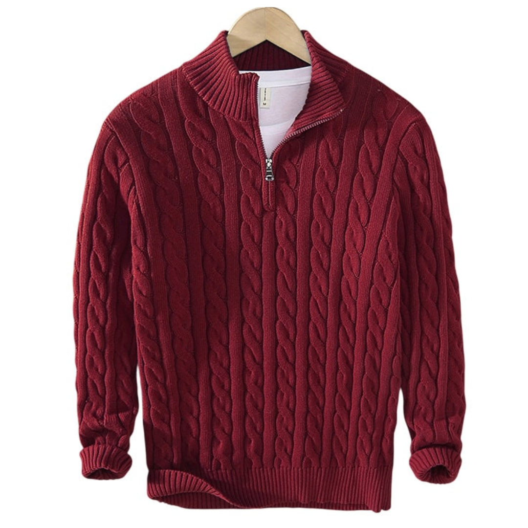 Men’s Half Zip Sweater | Cotton Cable Knit | Classic Design | Soft & Durable