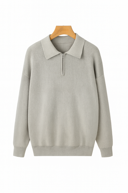 Men’s Longsleeve Polo | Cotton Knit | Half Zip Collar | Casual & Refined Style