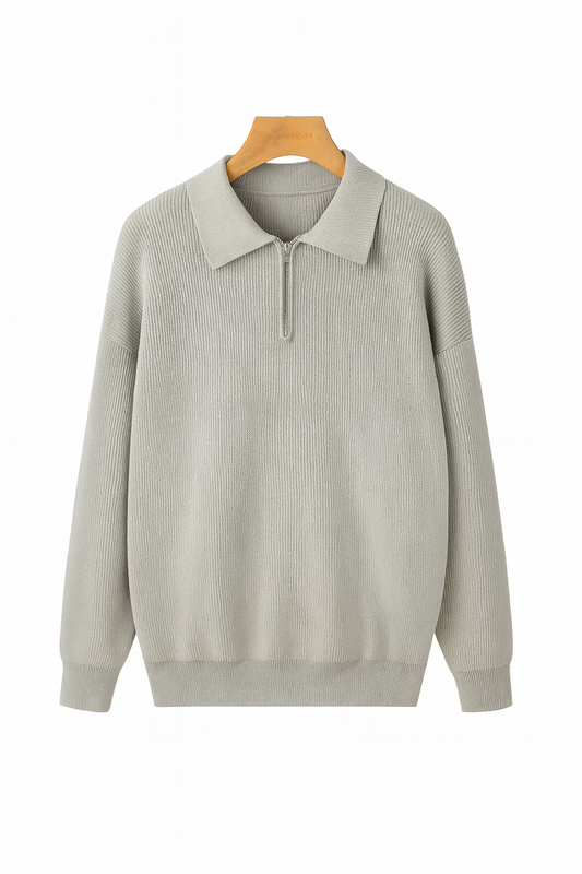 Men’s Longsleeve Polo | Cotton Knit | Half Zip Collar | Casual & Refined Style