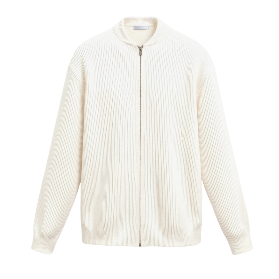 Men’s Cardigan | Rib-Knit Texture | Crew Neck | Timeless Comfort & Style