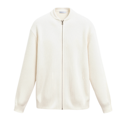 Men’s Cardigan | Rib-Knit Texture | Crew Neck | Timeless Comfort & Style