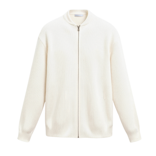 Men’s Cardigan | Rib-Knit Texture | Crew Neck | Timeless Comfort & Style