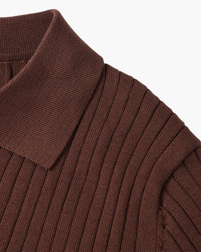 Men’s Longsleeve Polo | Cotton Ribbed Knit | Tailored Collar | Timeless Everyday Style