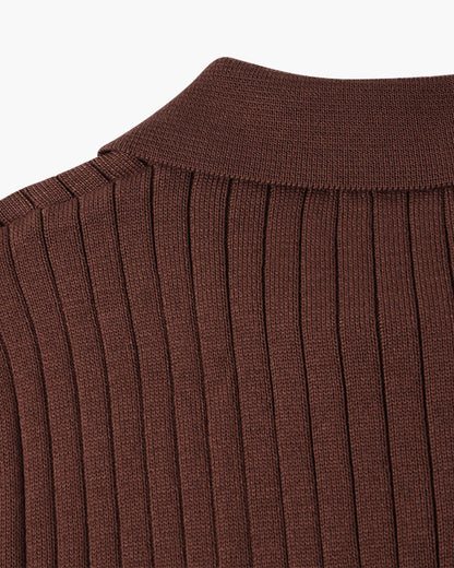 Men’s Longsleeve Polo | Cotton Ribbed Knit | Tailored Collar | Timeless Everyday Style