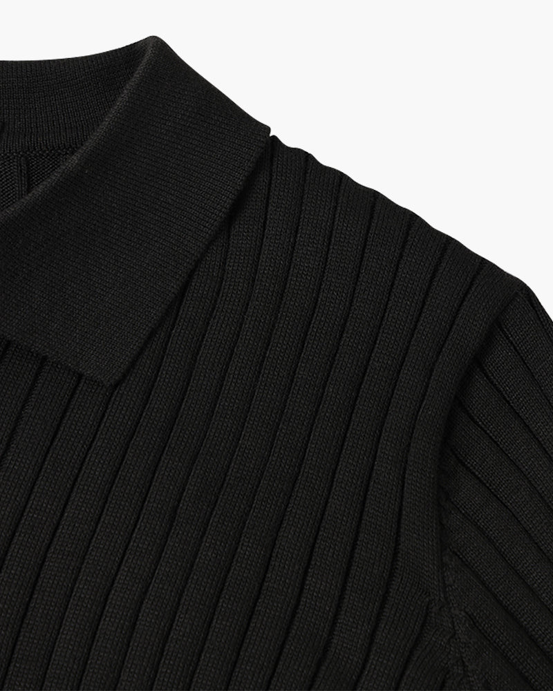 Men’s Longsleeve Polo | Cotton Ribbed Knit | Tailored Collar | Timeless Everyday Style