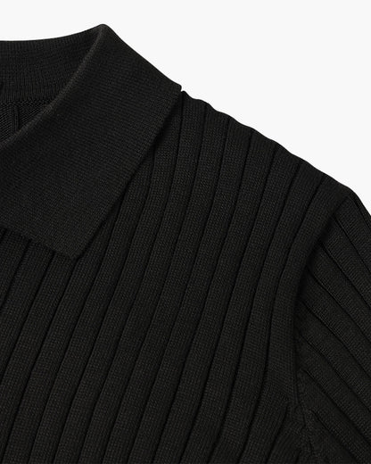 Men’s Longsleeve Polo | Cotton Ribbed Knit | Tailored Collar | Timeless Everyday Style