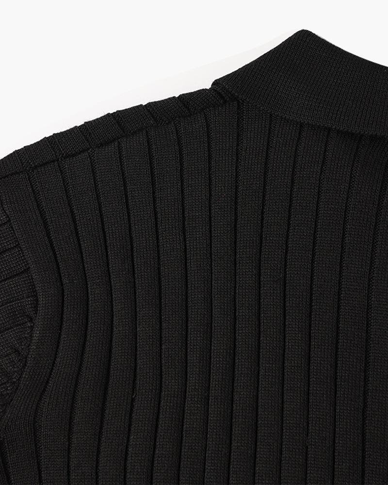 Men’s Longsleeve Polo | Cotton Ribbed Knit | Tailored Collar | Timeless Everyday Style