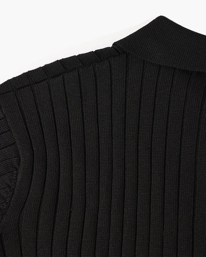 Men’s Longsleeve Polo | Cotton Ribbed Knit | Tailored Collar | Timeless Everyday Style