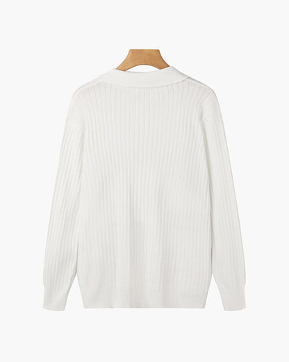 Men’s Longsleeve Polo | Cotton Ribbed Knit | Tailored Collar | Timeless Everyday Style
