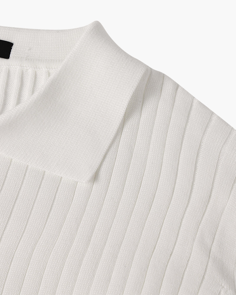 Men’s Longsleeve Polo | Cotton Ribbed Knit | Tailored Collar | Timeless Everyday Style