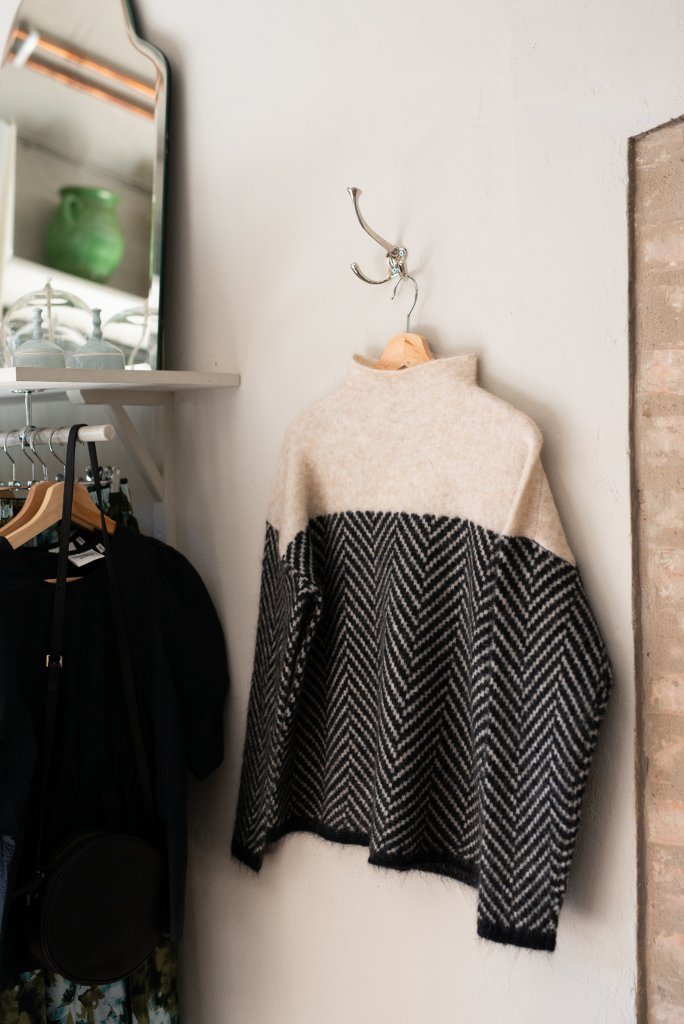 Women’s Sweater | High Collar Knit | Herringbone Pattern | Warm & Stylish