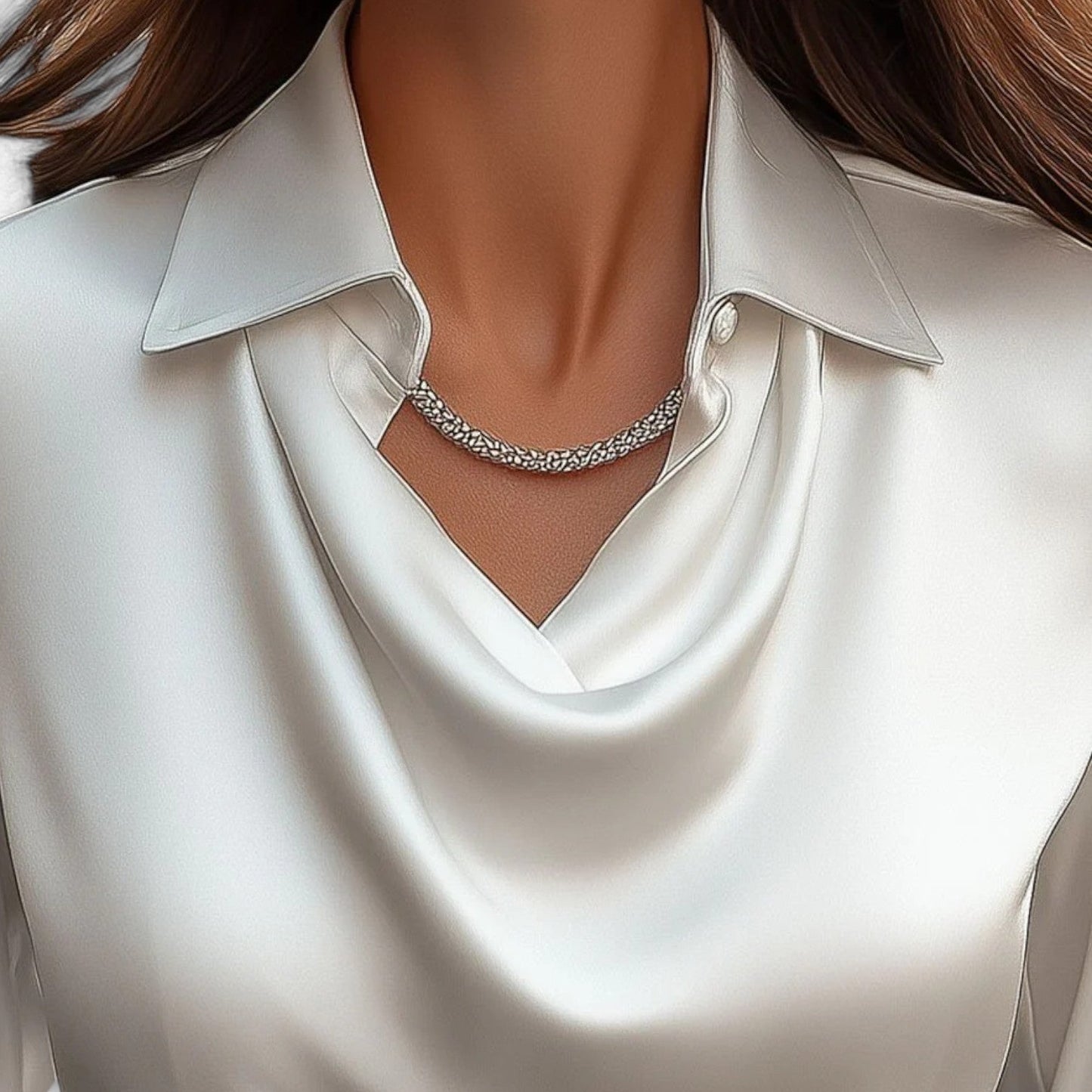 Women’s Satin Blouse | Draped Neckline | Sophisticated Elegance | Timeless Style