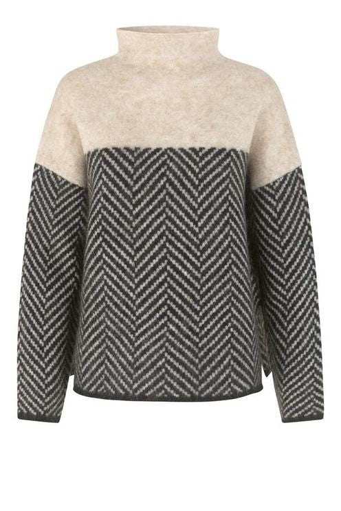 Women’s Sweater | High Collar Knit | Herringbone Pattern | Warm & Stylish